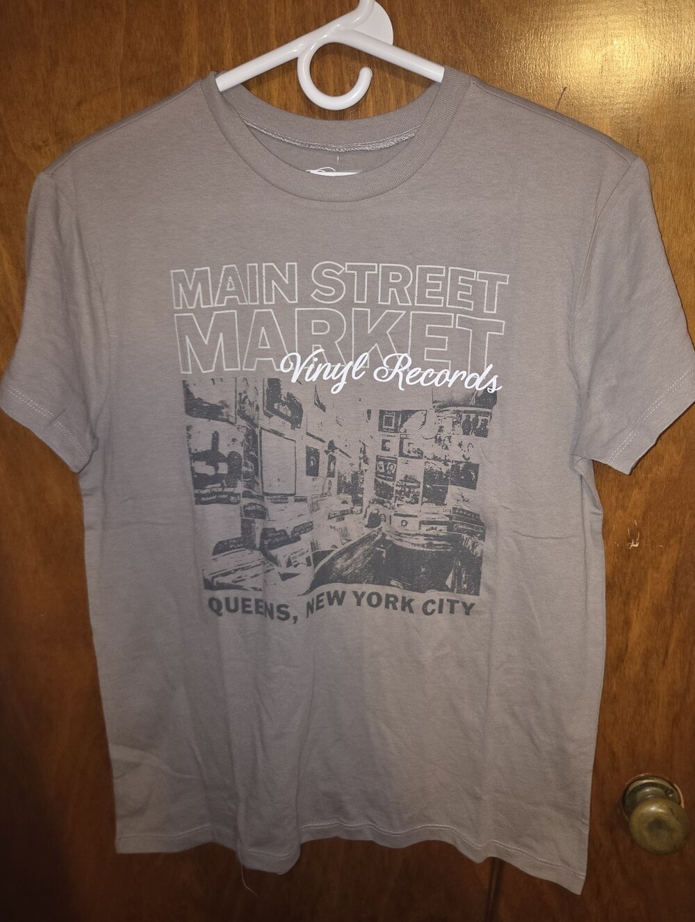 Main Street Market Vinyl Records Graphic Tee - Taupe